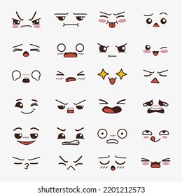 Free Vector  Hand drawn flat design kawaii face collection