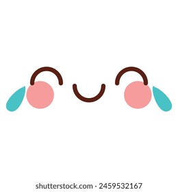 Hand drawn kawaii face illustration on white.