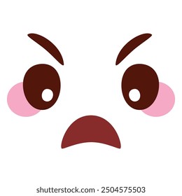 Hand drawn kawaii face illustration on white.