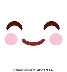 Hand drawn kawaii face on white background.