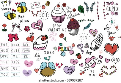 Hand drawn KAWAII Valentines Package
