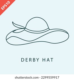 Dibujo mano Kentucky derby sombreros diseño vectorial liso ilustración aislada moderna