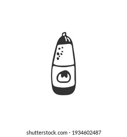 Hand drawn ketchup, tomato sauce. Single element isolated on white background. Fast food. Vector illustration