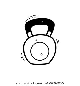 Hand Drawn Kettlebell. Doodle Vector. Isolated on White Background - EPS 10 Vector