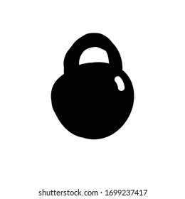 Hand drawn kettlebell illustrations set. Different view kettlebell vector icons.