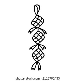 Handgezeichnet Ketupat. Doodle, Vektorgrafik. Moslemisches Festtagsdekor
