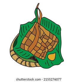 Hand drawn ketupat on eid al fitr party celebration. indonesian food. ketupat sketch Design Vector Illustration