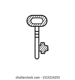 Hand drawn key isolated on a white. Sketch of key. Vector illustration.
