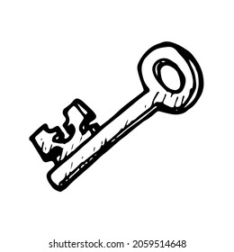 Hand drawn key isolated on white background vector illustration