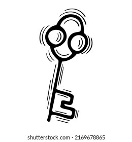 Hand drawn key. Magical element. Symbol of esotericism, mysticism, witchcraft. Vector illustration