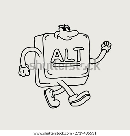 hand drawn keyboard buttons retro cartoon illustration