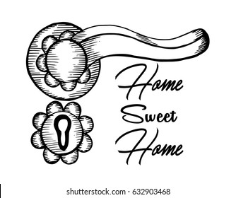 hand drawn Keyholes doodle with text home sweet home 