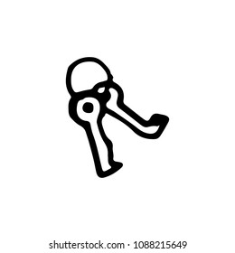 Hand drawn keys doodle icon. Hand drawn black sketch. Sign symbol. Decoration element. White background. Isolated. Flat design. Vector cartoon illustration.