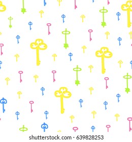 Hand drawn keys seamless vector pattern