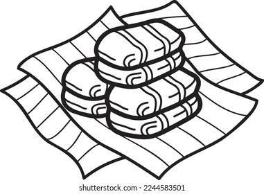 Hand Drawn Khao Tom Mud or Thai desserts illustration isolated on background