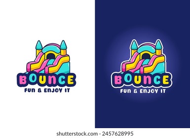 Hand drawn Kids bounce house logo. 