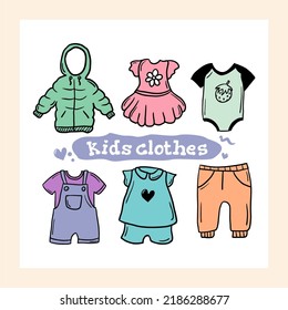 Hand Drawn Kids Clothes Vector