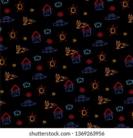 Hand drawn kids cute pattern vector