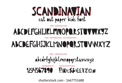 Hand drawn kids display font vector alphabet set