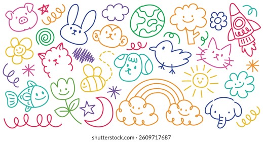 Hand drawn kids doodle element vector illustration