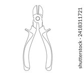 Hand drawn Kids drawing Cartoon Vector illustration diagonal pliers icon Isolated on White Background