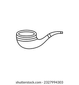 Hand drawn Kids drawing Cartoon Vector illustration Tobacco Smoking Pipe icon Isolated on White Background