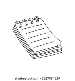 Hand drawn Kids drawing Cartoon Vector illustration notebook icon Isolated on White Background