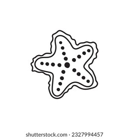 Hand drawn Kids drawing Cartoon Cute Sea star Vector Illustration Isolated on White Background