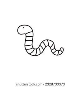 Hand drawn Kids drawing Cartoon Vector illustration cute worm icon Isolated on White Background