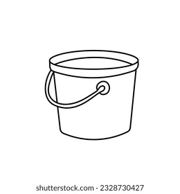 Hand drawn Kids drawing Cartoon Vector illustration cute plastic buckets with water icon Isolated on White Background