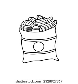 Hand drawn Kids drawing Cartoon Vector illustration chips pack icon Isolated on White Background