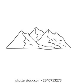 Hand drawn Kids drawing Cartoon Vector illustration mountain range icon Isolated on White Background