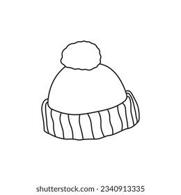 Hand drawn Kids drawing Cartoon Vector illustration beanie icon Isolated on White Background
