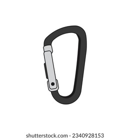 Hand drawn Kids drawing Cartoon Vector illustration carabiner clip icon Isolated on White Background