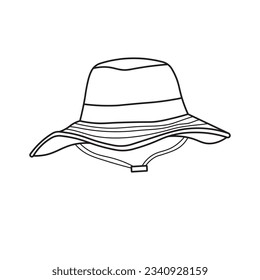 Hand drawn Kids drawing Cartoon Vector illustration camping hat Isolated on White Background