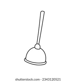 Hand drawn Kids drawing Cartoon Vector illustration plunger Isolated on White Background