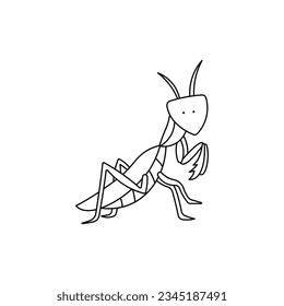Hand drawn Kids drawing Cartoon Vector illustration mantis icon Isolated on White Background