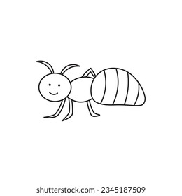 Hand drawn Kids drawing Cartoon Vector illustration ant icon Isolated on White Background