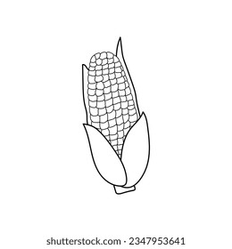 Hand drawn Kids drawing Cartoon Vector illustration corn icon Isolated on White Background
