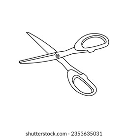 Hand drawn Kids drawing Cartoon Vector illustration scissors icon Isolated on White Background