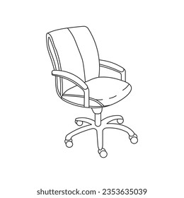 Hand drawn Kids drawing Cartoon Vector illustration office chair icon Isolated on White Background