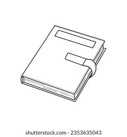 Hand drawn Kids drawing Cartoon Vector illustration notebook icon Isolated on White Background