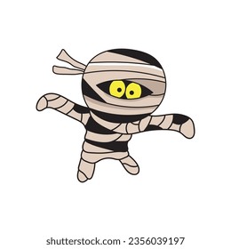 Hand drawn Kids drawing Cartoon Vector illustration cute mummy icon Isolated on White Background