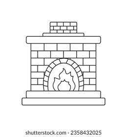 Hand drawn Kids drawing Cartoon Vector illustration fire place icon Isolated on White Background