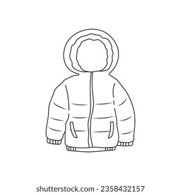 Hand drawn Kids drawing Cartoon Vector illustration winter coat icon Isolated on White Background