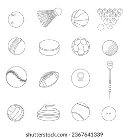 Hand drawn Kids drawing Cartoon Big set of sport balls in doodle style