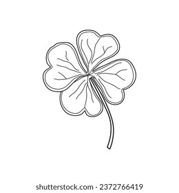 Hand drawn Kids drawing Cartoon Vector illustration four leaf clover Isolated on White Background