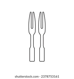 Hand drawn Kids drawing Cartoon Vector illustration wooden mini fork Isolated in doodle style