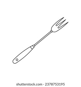 Hand drawn Kids drawing Cartoon Vector illustration toasting fork Isolated in doodle style