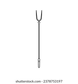 Hand drawn Kids drawing Cartoon Vector illustration toasting fork for bread Isolated in doodle style